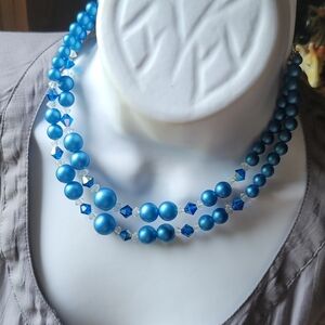 Elegant Blue Beaded Necklace